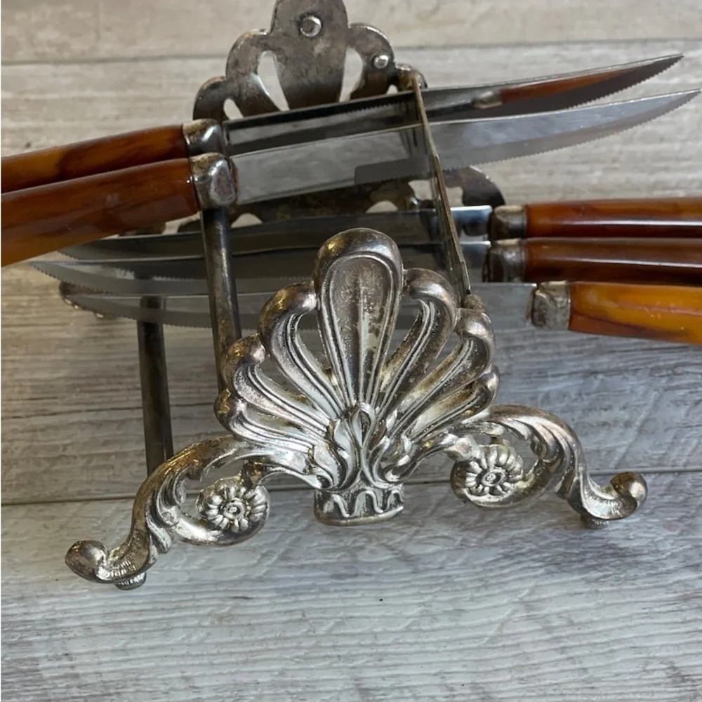 Silver Plate Knife Rest - Italy Silverplate Knife Holder - Vintage Knife Rest